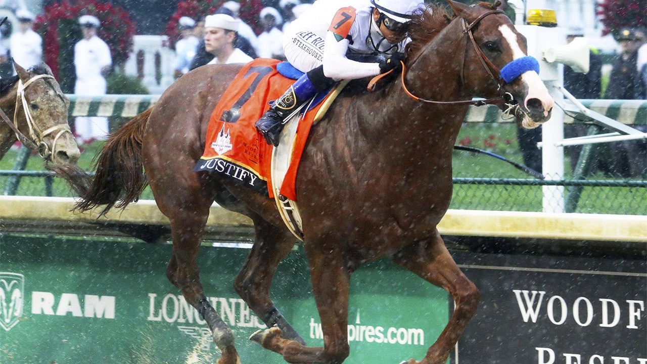 Triple champion Justify added a stakes winner to resume Image 1